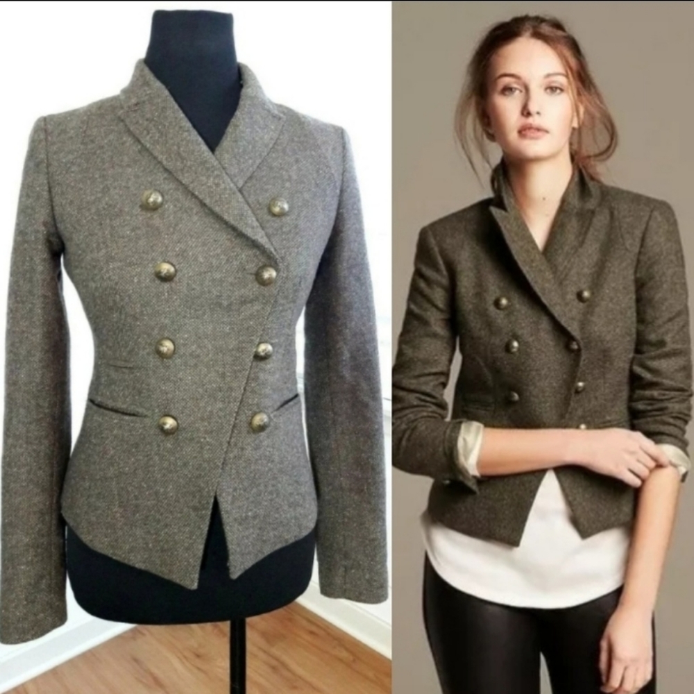 Banana Republic Military Style Green Blazer Size 0 - Picture 5 of 8